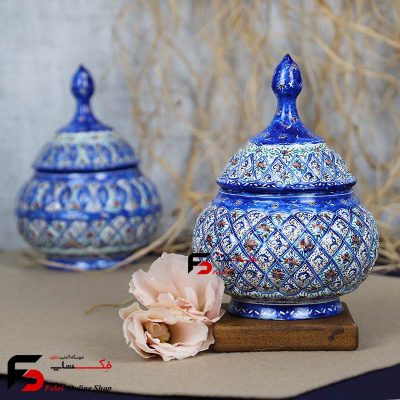قندان مینا کاری فلزی سایز بزرگ