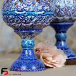 قندان پایه دار مینا کاری فلزی