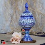 قندان پایه دار مینا کاری فلزی