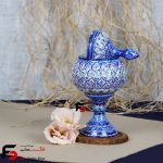 قندان پایه دار مینا کاری فلزی