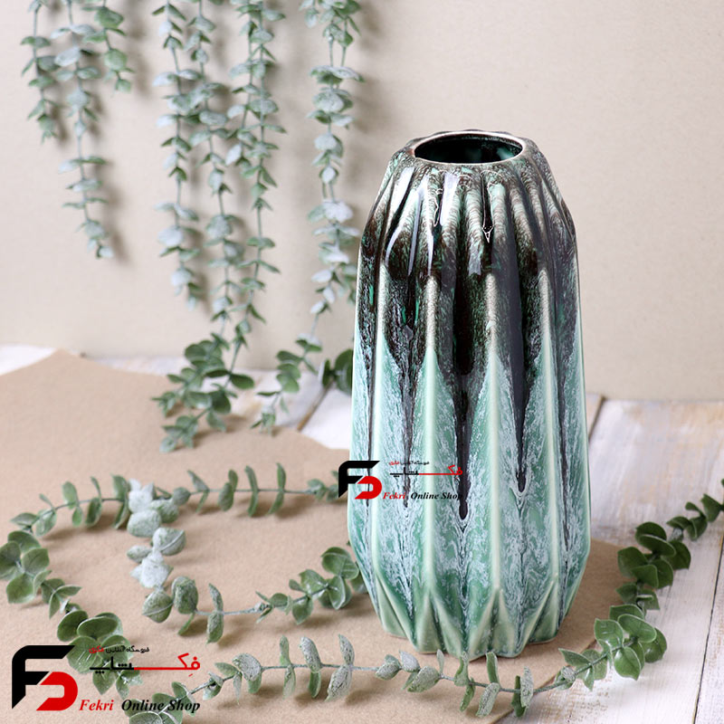 seramiki-goldan (2) گلدان استوانه ای سرامیکی شره ای