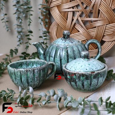 ست چای خوری شیار دار سرامیکی شره ای