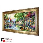 تابلو فرش طرح شهر بارانی
