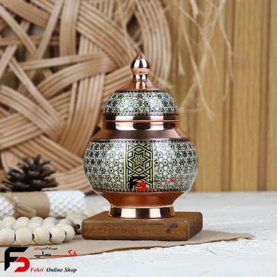 قندان کوچک مس و خاتم