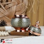 قندان کوچک مس و خاتم