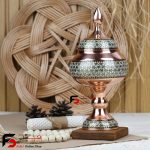 قندان پایه دار مس و خاتم