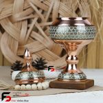 قندان پایه دار مس و خاتم