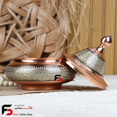 قندان سفینه ای مس و خاتم